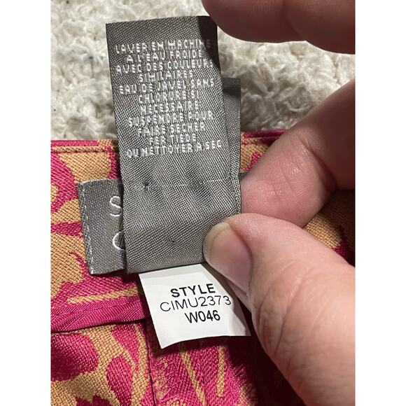 Sigrid Olsen Holiday Pants Womens Sz 2 Paisley Print Stretch Cropped Pink Shine - Picture 6 of 11